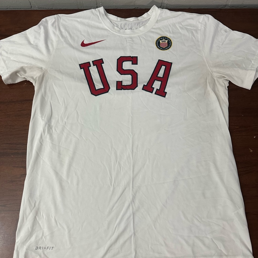 Nike White and Red Team USA Short Sleeve Tee